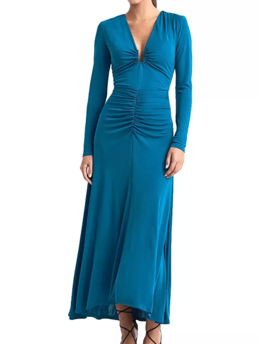 Reiss Teal Blue Long Sleeve Maxi Dress